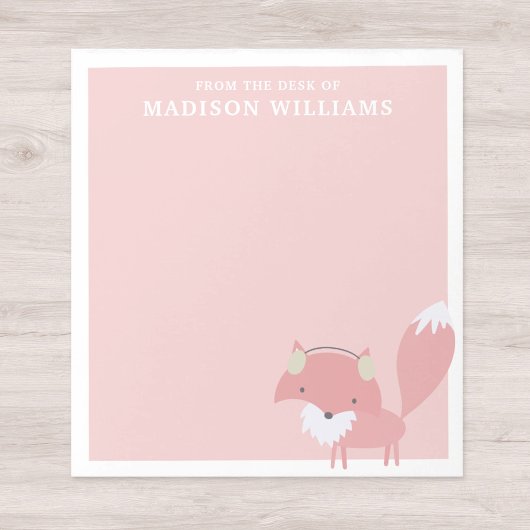 Von der Schreibtisch aus Name Pink Winter Fox Notizblock