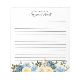 Von der Schreibtisch mit Namen Watercolor Blue Flo Notizblock