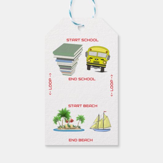 Von der Schule bis zum Strand Geschenkanhänger (Rückseite)