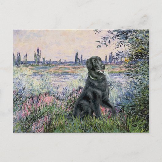 Von der Seine - flach überzogener Retriever Postkarte (Vorderseite)