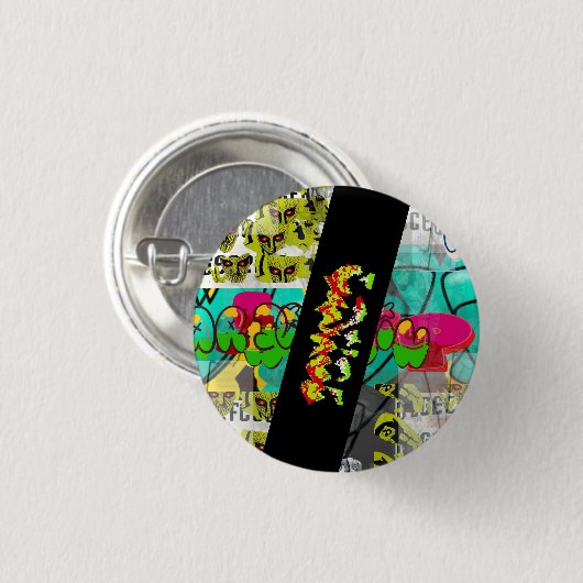Von der Täuschungsliga "Neo-Rasta Graffiti" Button (Vorne & Hinten)