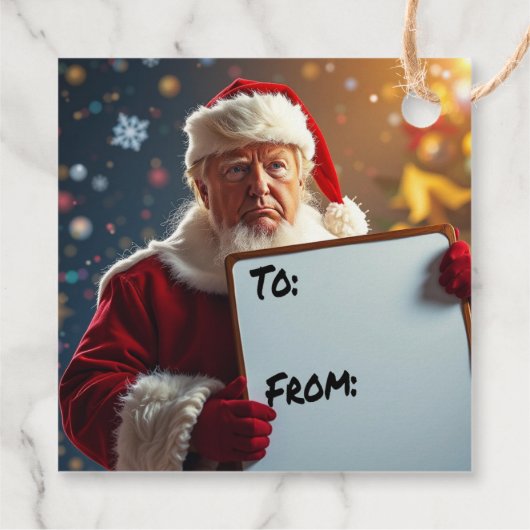 Von Donald Trump zum Weihnachtsmann Geschenkanhänger (Rückseite)