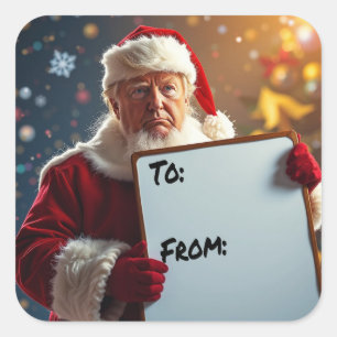 Von Donald Trump zum Weihnachtsmann Quadratischer Aufkleber