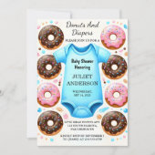 von Dreams Pink Blue Donuts und Diapers Baby Dusch Einladung (Vorderseite)