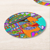 Von EDDArt gezeichnet - Pharao 1 Runder Pappuntersetzer (Angewinkelt)