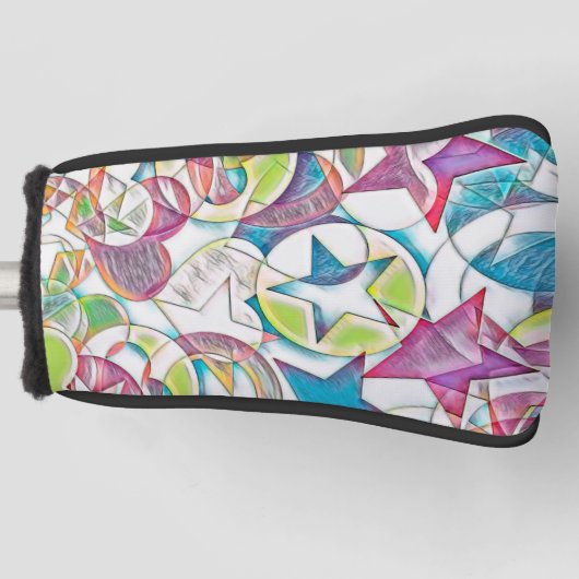 Von EDDArt handgezeichnet - Sterne und Herzen 1 Golf Headcover (Vorderseite)