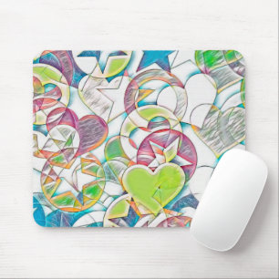 Von EDDArt handgezeichnet - Sterne und Herzen 1 Mousepad