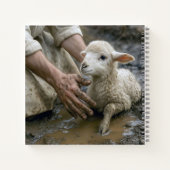 von einem Hirten gerettetes Lamm Notizblock (Rückseite)