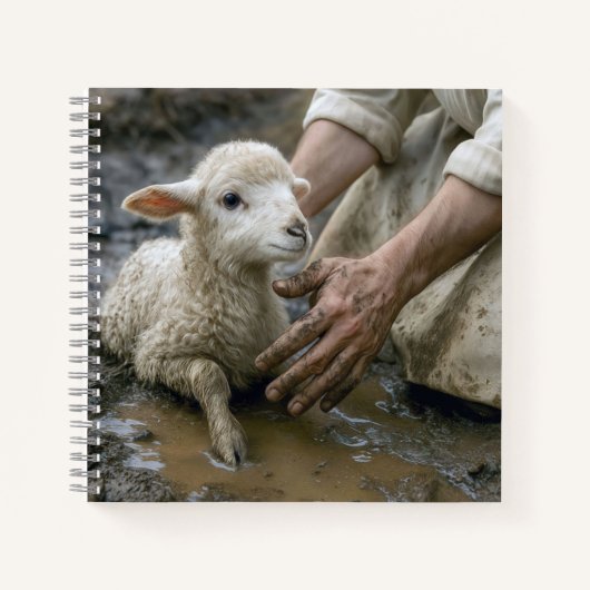 von einem Hirten gerettetes Lamm Notizblock (Vorderseite)