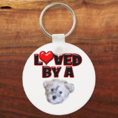 Von einem Schnoodle geliebt Schlüsselanhänger (Vorderseite)