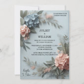 von Eucalyptus Lace Tulle Pastel Dusty Blue Weddin Einladung (Vorderseite)