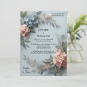 von Eucalyptus Lace Tulle Pastel Dusty Blue Weddin Einladung (Stehend Vorderseite)