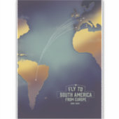 Von Europa aus fliegen nach Südamerika Aufkleber (Vorderseite)