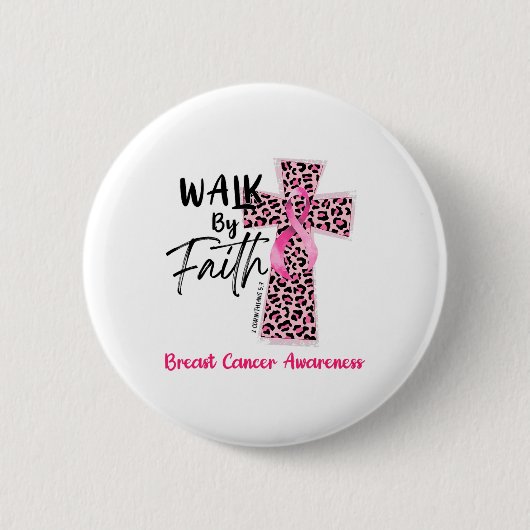 Von Faith Breast Cancer Awareness Christlich Jesus Button (Vorderseite)