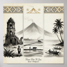 Von Feuer zum Meer-Bicol Philippinen Sumi-e Poster