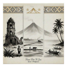 Von Feuer zum Meer-Bicol Philippinen Sumi-e Poster