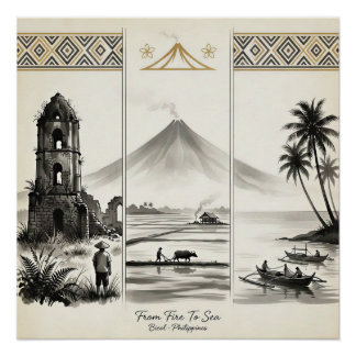 Von Feuer zum Meer-Bicol Philippinen Sumi-e Poster