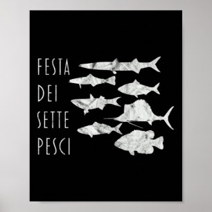 Von Fischen Italien T-Weihnachten Abend 7 Fische T Poster