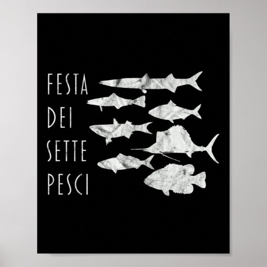 Von Fischen Italien T-Weihnachten Abend 7 Fische T Poster (Vorne)