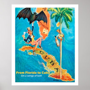 Von Florida nach Kuba, Vintage lustige Poster