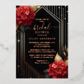 Von Garden Diamond Red Black and Gold Brautparty Folieneinladung (Vorderseite)