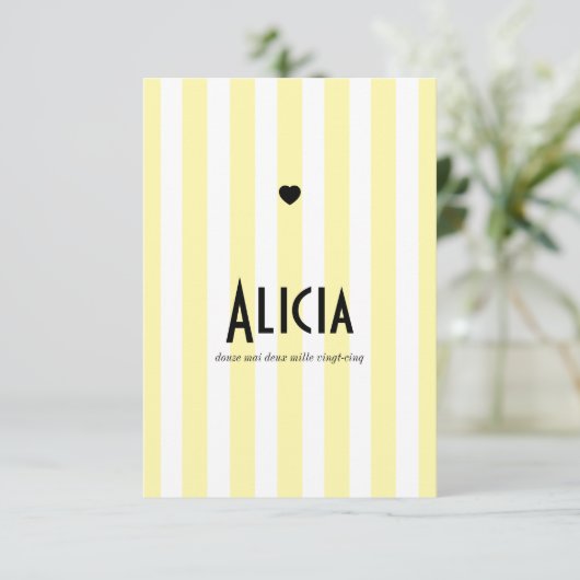 Von Geburt an Riviera Gelb und Schwarz Save The Date (Stehend Vorderseite)