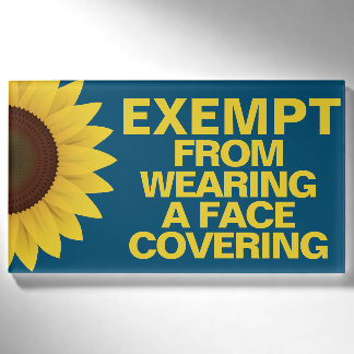 Von Gesichtsmasken befreites Sonnenblumen-Abzeiche Namenschild