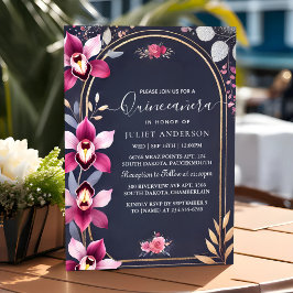 Von Glam Ball Gown Spark Dark Navy Blue Quinceaner Einladung