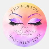 Von Glitzer Lashes hergestellt, Schönheit Glam Pin Runder Aufkleber (Vorderseite)