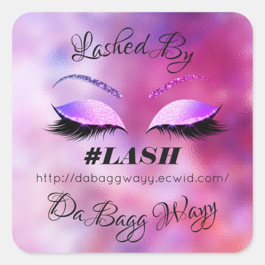 Von Glitzer Lashes Rose Blush Makeup Quadratischer Aufkleber (Vorderseite)