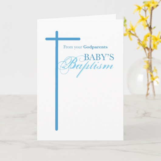 Von Godeltern über Taufe, Boy Blue Cross Karte (Gelbe Blume)