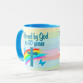 VON GOTT 80. GEBURTSTAG-TASSE GESCHAFFEN TASSE (Vorderseite Links)