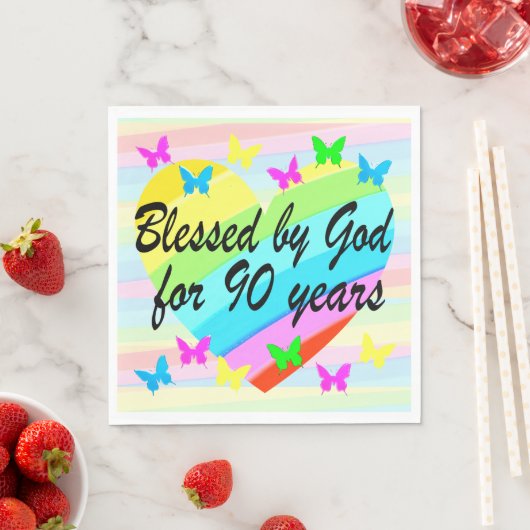 VON GOTT 90 JAHRE LANG GESCHLAGEN PAPIER NAPKINS SERVIETTE (Beispiel)