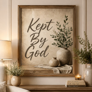 Von Gott Bewahrt Neutrale Rustikale Wandkunst Poster