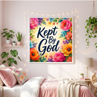 Von Gott Bewahrte Mehrfarbige Florale Wandkunst Poster
