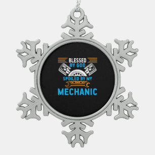 Von Gott durch Mechanik Schneeflocken Zinn-Ornament