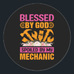 Von Gott durch meinen Mechanismus Runder Aufkleber<br><div class="desc">Von Gott durch meinen Mechanismus</div>