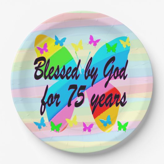 VON GOTT FÜR 75 JAHRE PAPIER-TELLER GESCHLAGEN PAPPTELLER (Vorderseite)