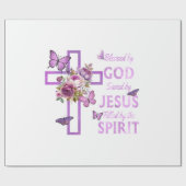 Von Gott Gerettet, gesegnet von Jesus Lila Blumenk Geschenkpapier (Flach)