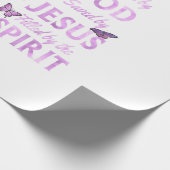 Von Gott Gerettet, gesegnet von Jesus Lila Blumenk Geschenkpapier (Ecke)