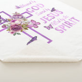 Von Gott Gerettet, gesegnet von Jesus Lila Blumenk Sherpadecke (3/4)