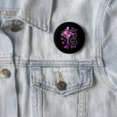 Von Gott Gerettet, Lila Blumenkreuz Button (Beispiel)