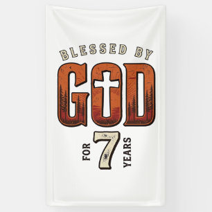 Von Gott gesegnet 7 Jahre Vintage Christliches T-S Banner