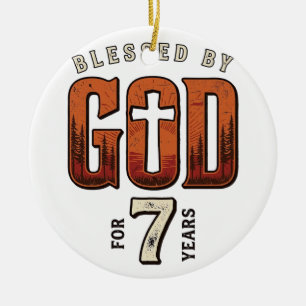 Von Gott Gesegnet 7 Jahre Vintage Christliches T-S Keramik Ornament