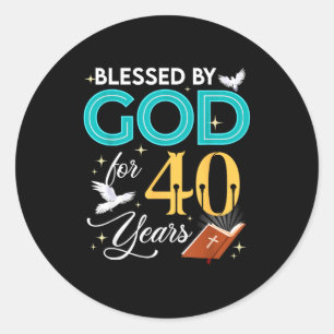 Von Gott gesegnet für 40 Jahre alt 40. Geburtstag Runder Aufkleber