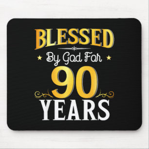 Von Gott gesegnet für 90 Jahre 90. Geburtstag Männ Mousepad