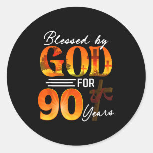 Von Gott gesegnet für 90 Jahre altes Geschenk 90.  Runder Aufkleber