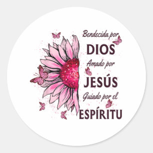 Von Gott gesegnet, von Jesus geliebt Runder Aufkleber