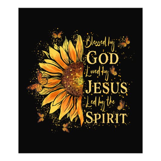 Von Gott gesegnet - von Jesus geliebt, Sonnenblume Fotodruck (Vorne)