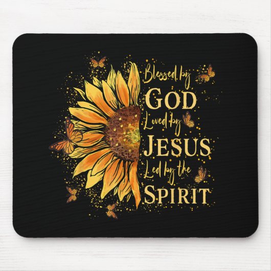 Von Gott gesegnet - von Jesus geliebt, Sonnenblume Mousepad (Vorne)